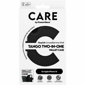 CARE Tango Carrying Case (Wallet) Apple iPhone 16 Smartphone - Transparent - Drop Resistant, Crush Resistant - Vegan Leath