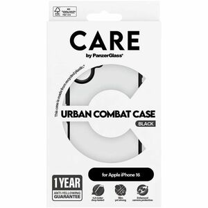 CARE Urban Combat Case for Apple iPhone 16 Smartphone - Black - Drop Resistant, Scratch Resistant, Shock Resistant, Yellow