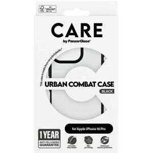 CARE Urban Combat Case for Apple iPhone 16 Pro Smartphone - Black, Transparent - Drop Resistant, Yellowing Resistant, Crus