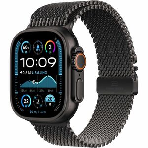 Apple Adjustable Smartwatch Band - 1 - Milanese Design - Medium (M) - Loop Attachment - Black - Titanium, Mesh