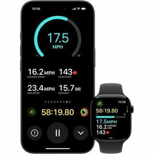 Apple Watch Series 10 Smart Watch - 46 mm Case Height - 39 mm Case Width - Jet Black Case Color - Black Band Color - Alumi