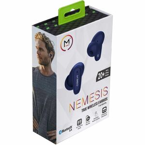 Morpheus 360 Nemesis True Wireless Earbuds TW1800L-Bluetooth Headphones with Microphone-20H Playtime-Blue - Hi-Fi Stereo -