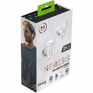 Morpheus 360 Nemesis True Wireless Earbuds TW1800W-Bluetooth Headphones with Microphone-20H Playtime-White - Hi-Fi Stereo 
