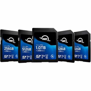 OWC Atlas Pro 64 GB Class 10/UHS-II (U3) V60 SDXC - 1 - TAA Compliant - 250 MB/s Read - 130 MB/s Write - 3 Year Warranty