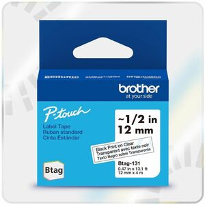 Etikettenband Brother P-touch - 12 mm Breite x 4 m Länge - Black on Clear - 1 Each - Temperaturbeständig, Verblassungsresi