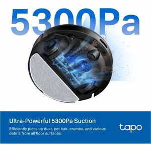 Robot Vacuum Cleaner Tapo RV20 Max senza filo - 45 W Motore - 300 mL Capacità polvere - 300 mL Capacità serbatoio acqua - 