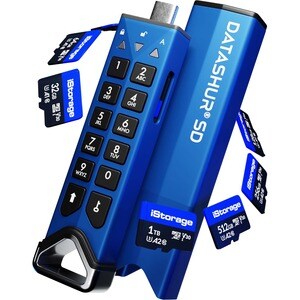 Lecteur Carte Mémoire Flash/ Disque à Mémoire Flash iStorage datAshur SD - USB 3.2 (Gen 1) Type C - 256-bit AES - 100 Mo/s