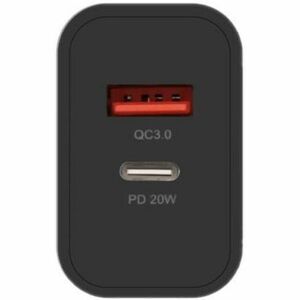 CHARGER 20W 1XUSB-C PD3.0 1XUSB-A QC3.0 BLACK