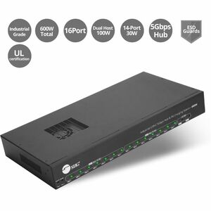 SIIG 16-port Industrial 600W USB-C PD Charging Station with 5Gbps USB Hub - SIIG Industrial Grade PD Charging Station with