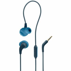 JBL Endurance Run 2 Wired Earbud, Behind-the-ear Stereo Earset - Blue - Siri, Google Assistant - Binaural - In-ear - 20 Hz