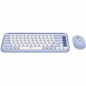 Logitech POP Icon Combo Keyboard & Mouse - Wireless Bluetooth Keyboard - Spanish - Off White, Lilac - Wireless Bluetooth M
