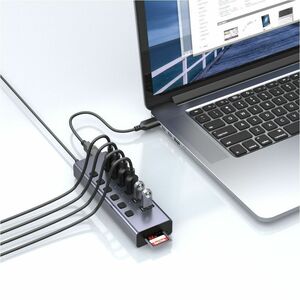 4XEM 8-in-1 Multi Port Power USB Hub - USB Type A - 13 MB/s, 640 MB/s - Keyboard, Mouse, Hard Drive, Card Reader - Portabl