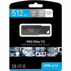PNY PRO Elite V2 512 GB USB 3.2 (Gen. 2) Typ A Flash-Laufwerk - 600 MB/s Read Speed - 500 MB/s Write Speed