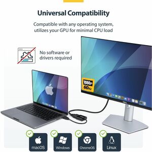 StarTech.com Adaptateur HDMI vers VGA, Convertisseur Vidéo Actif pour Ordinateur Portable/Bureau, 1080p, Source HDMI vers 