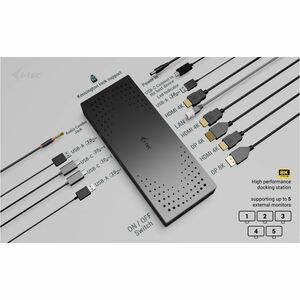 i-tec Universal 13 Port(s) USB Type C Docking Station for Tablet, Smartphone, Microphone, Monitor, Notebook - Charging Cap