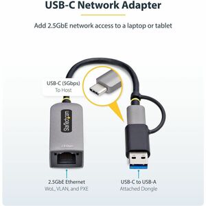 StarTech.com 2.5Gigabit Ethernet Adapter for Notebook, Desktop Computer, Tablet - 2.5GBase-T - Desktop - Space Gray - USB 