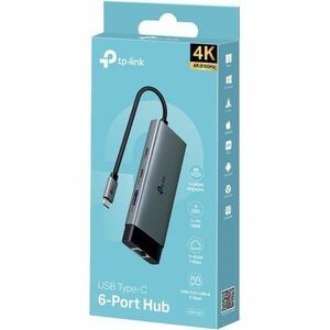 TP-Link UH6120C USB-Typ C Docking Station für Notebook, Tablet, Smartphone, Spielkonsole, Desktop-PC - Ladefunktion - 1 Un