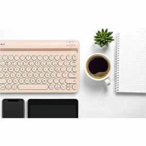 Macally Compact Bluetooth Keyboard for Mac with iPhone or iPad Holder (Brown) - Wireless Connectivity - Bluetooth - Compac