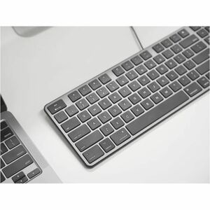 Macally USB Keyboard For Mac (Space Grey) - Cable Connectivity - USB Type A Interface - 104 Key(s) - Mac OS - Computer, No