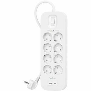 Belkin Connect Überspannungsschutz - Weiß - 1 x USB Typ A, 1 x USB Typ C, 8 x Wechselstrom - 900 J - 2 m - Wandmontierbar
