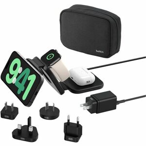 Belkin BoostCharge Pro Induktionsladegerät - Schwarz - für Qi2-fähiges Gerät, iPhone, Smartwatch, AirPod - Eingangsstecker