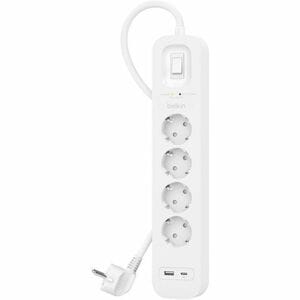 Belkin Connect Überspannungsschutz - 4 x AC-Energieversorgung, 1 x USB Typ A, 1 x USB Typ C - 525 J - 2 m - Wandmontierbar