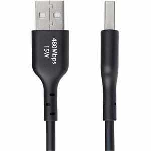 StarTech.com 2m (6.6ft) USB-A to USB-C Charging Cable, Charge & Sync, 3A, USB 2.0, TPE Jacket - Black USB Charging Cord - 