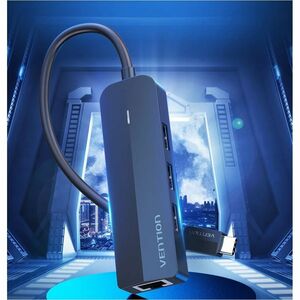 Vention TGOBB USB/Ethernet Combo Hub - USB 2.0 Type C - 60 MB/s - Notebook, Smartphone, Tablet, Keyboard, Mouse, Hard Driv