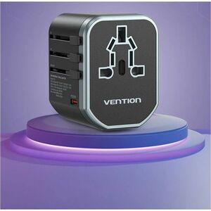 Vention FJC 1.84 kW AC Adapter - Box - Universal Adapter - 1 USB - 2 USB Type-C - 120 V AC, 230 V AC Input - 5 V DC, 9 V D