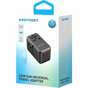 Vention FJG 120 W AC Adapter - Box - Universal Adapter - 1 USB - 3 USB Type-C - For Notebook, Hair Dryer, Fan, Lamp, Razor