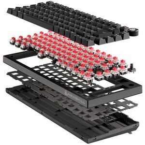NEWSKILL Pyros Pro Gaming Keyboard - Wired/Wireless Connectivity - USB Type C Interface - RGB LED - Black - Outemu Red Key