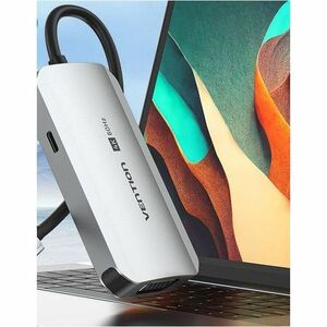 Vention USB Type C Docking Station for Notebook, Tablet, Smartphone, Gaming Console, Monitor - Charging Capability - Grey 