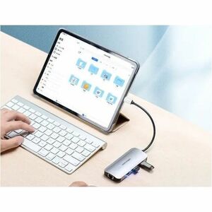 Vention USB Type C Docking Station for iPad, Notebook, TV, Printer - Charging Capability - Grey - 4K @30Hz, 4K UHD, HD - 3