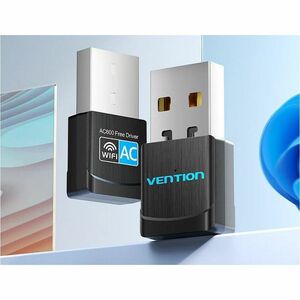 Vention KDS Dual Band Wi-Fi Adapter for Desktop Computer, Notebook, Server - USB 2.0 Type A - 583 Mbit/s - 2.40 GHz ISM - 