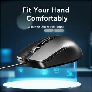 Vention KTA Mouse - USB Type A - 3 Button(s) - Black Box - Cable - 10 m - Rechargeable - 1200 dpi - Symmetrical