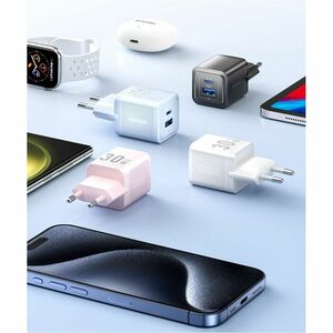 Vention FEQ 30 W AC Adapter - Box - Universal Adapter - 1 USB - 1 USB Type-C - For iPhone, Switch - Europe - 120 V AC, 230