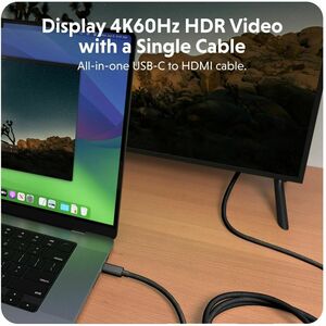 Hyper HyperDrive HD6007BKGL 2,50 m HDMI/USB-C AV-Kabel - Cable for Audio-/Video-Gerät, USB Gerät, Monitor, Smartphone, Tab