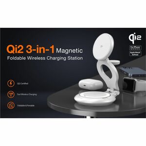 j5create JUPW3415 Induction Charger - White - For iPhone - Input connectors: USB - Magnetic, Foldable, Overheat Protection