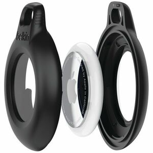 Belkin AirTag Asset Tracking Tag Holder - 50.8 mm x 43.2 mm x 10.2 mm - Plastic - 2 Pack - Black - Water Proof, Secure, Ke