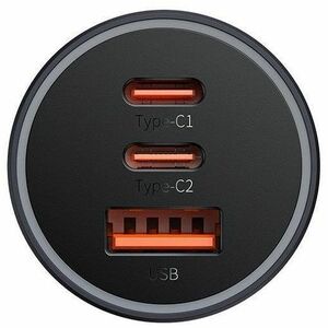 Adattatore auto Baseus Golden Contactor - 65 W - Adattatore universale - 1 USB - 2 USB Type-C - Per Computer portatile, Sm