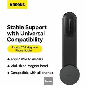 Supporto per smartphone Baseus C02 - Paesaggio, Ritratto - Nickel, Titanio - Rotazione a 360°, Chiusura in velcro, Magneti