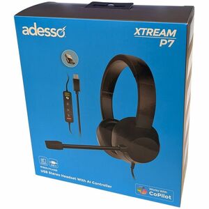 Adesso Xtream P7 Wired Over-the-head Stereo Headset - Black - Binaural - Circumaural - 32 Ohm - 20 Hz to 20 kHz - 182.9 cm