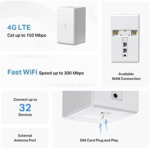 Modem/Router wireless Mercusys MB110-4G - Wi-Fi 4 - IEEE 802.11b/g/n - Ethernet, Cellulare - 4G - UMTS 2100, UMTS 850, UMT