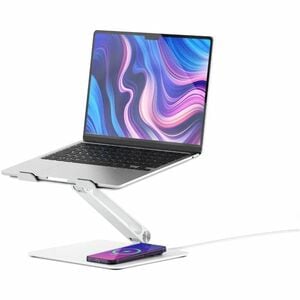 ALOGIC Elite Power Laptop Stand with Wireless Charger - White