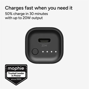 mophie POWER STATION Power Bank - Black - For iPad, iPhone, Smartphone, USB Type C Device - 1 x Type-C 20W - 5000 mAh - 20