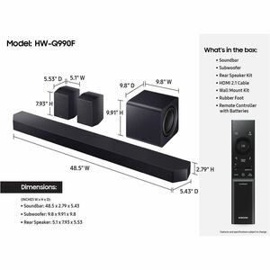 Samsung HW-Q990F 11.1.4 Bluetooth Sound Bar Speaker - 756 W RMS - Bixby, Alexa Supported - Titan Black - Wall Mountable - 
