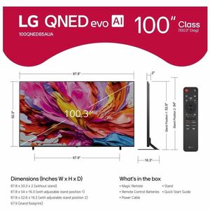 LG QNED85A 100QNED85AU 100.3" Smart LED-LCD TV 2025 - 4K UHDTV - High Dynamic Range (HDR) - HDR10, HLG - QNED MiniLED Back