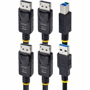 StarTech.com 6ft (1.8m) Dual-DisplayPort and USB 5Gbps KVM Cable, 4K 60Hz, Universally Compatible Combo Cable for KVM Swit