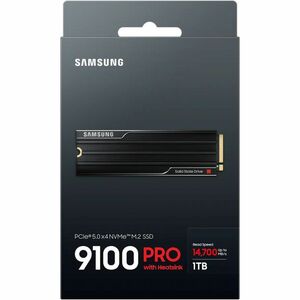 Samsung 9100 PRO Heatsink PCIe® 5.0 NVMe™ M.2 SSD - 1 TB. SSD capacity: 1 TB, SSD form factor: M.2, Read speed: 14700 MB/s