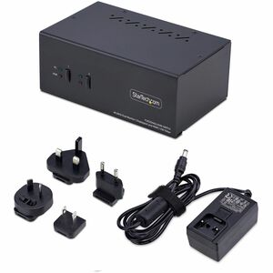 StarTech.com KVM Switchbox - TAA Compliant - 2 Computer(s) - 4K - 3840 x 2160 - 6 x USB - 3 x HDMI - 3 x DisplayPort